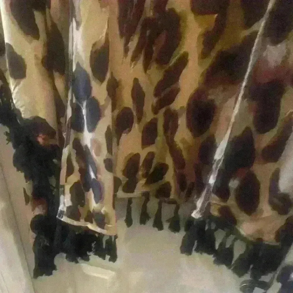COPY - Leopard print silky short kimono size Large. Fun with fringe! - Picture 6 of 6